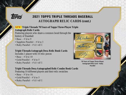 2021 Topps Triple Threads Baseball Hobby Box - Columbia Hobby - Sports Card Boxes - Toploaders - Card Savers