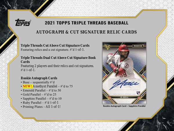 2021 Topps Triple Threads Baseball Hobby Box | Columbia Sports Cards & More.