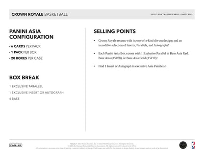 2022 - 23 Crown Royale NBA Basketball Asia Tmall Box - Columbia Hobby - Sports Card Boxes - Toploaders - Card Savers