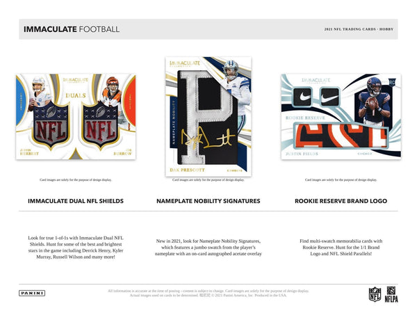 2021 Panini Immaculate Football Hobby Box | Columbia Sports Cards & More.