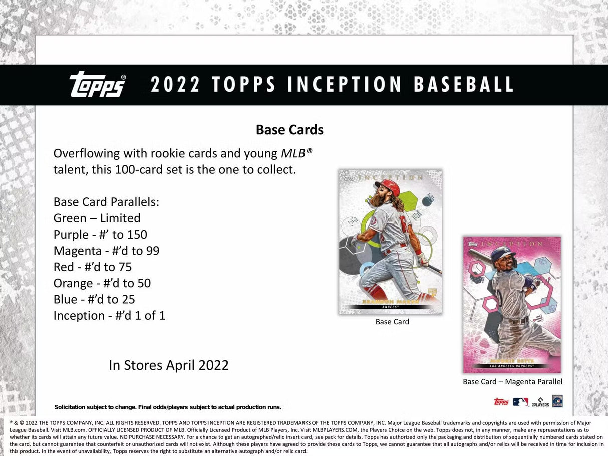 2022 Topps Inception Baseball Hobby Box