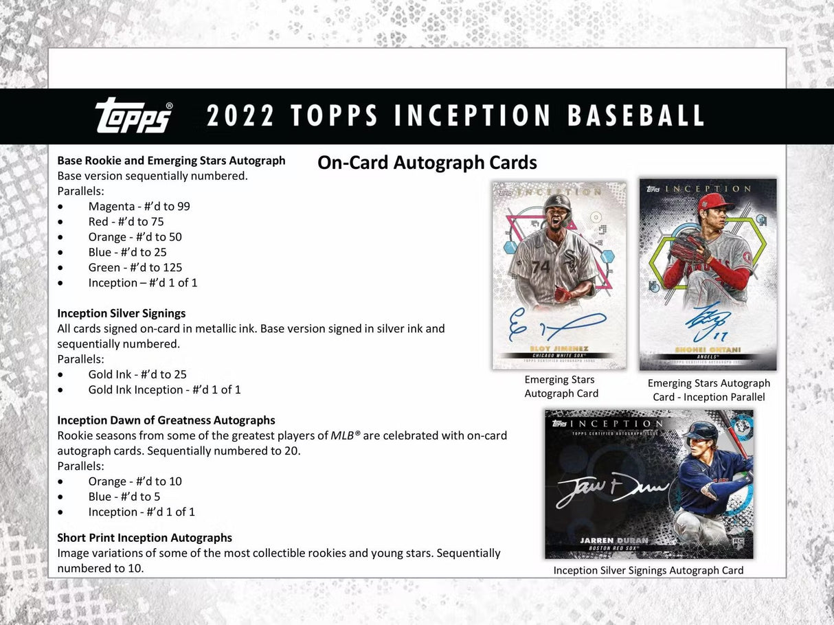 2022 Topps Inception Baseball Hobby Box