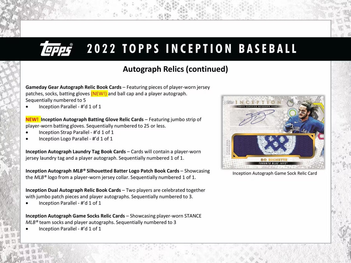 2022 Topps Inception Baseball Hobby Box