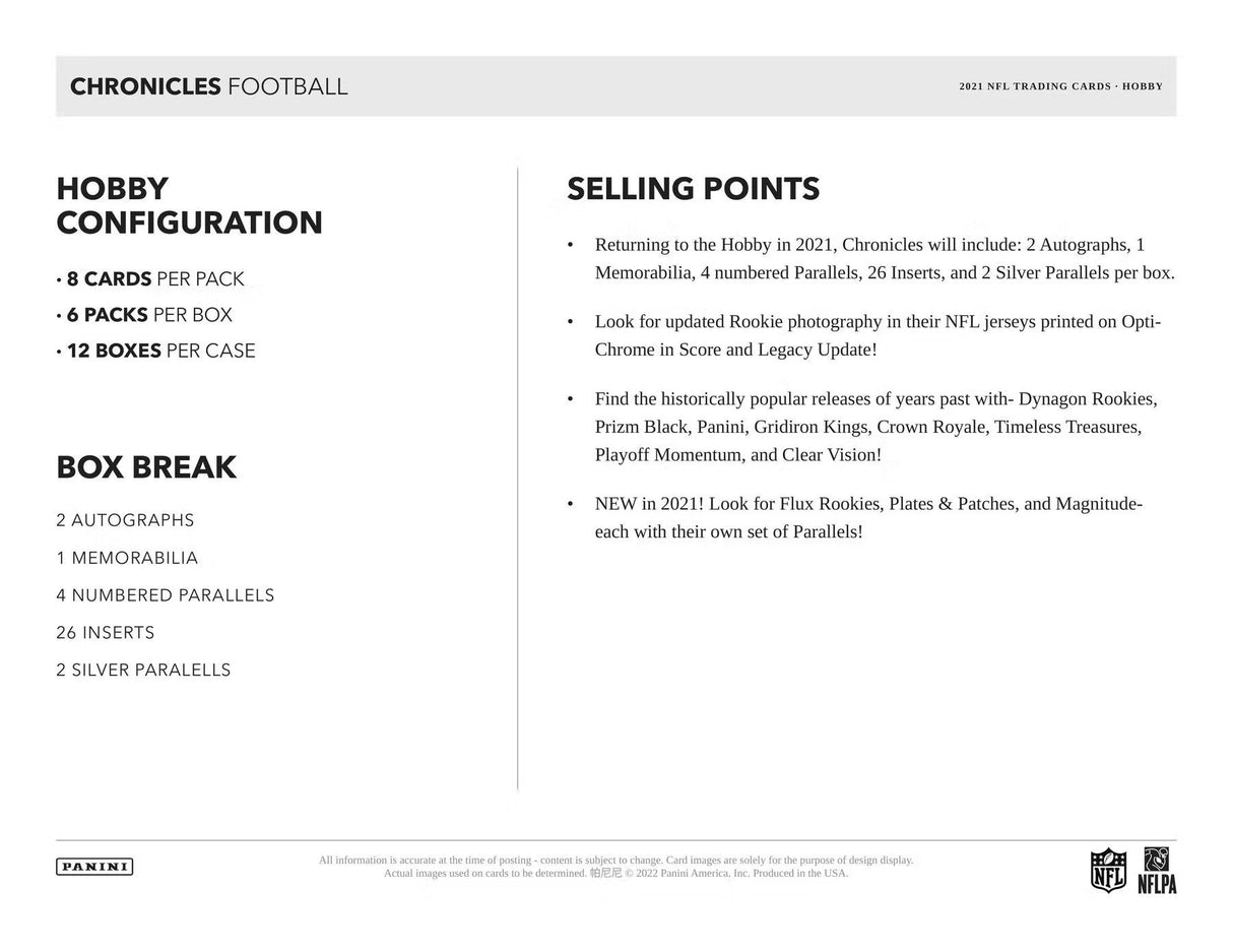 2021 Panini Chronicles Football Hobby Box