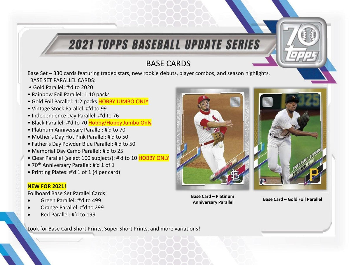 2021 Topps Update Series Baseball Hobby Box | Columbia Sports Cards & More.